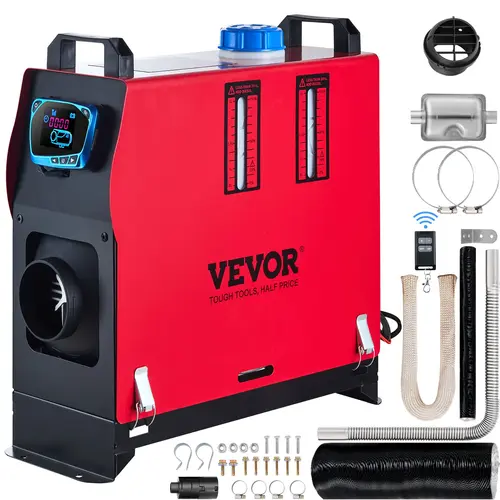【Summerfinds】VEVOR 8KW 12V Diesel Air Heater All in One with Blue LCD Switch & Large Air Outlet 5L Tank Remote Control Parking Diesel Heater Silencer for RV Trucks Bus Trailer Home and Shop