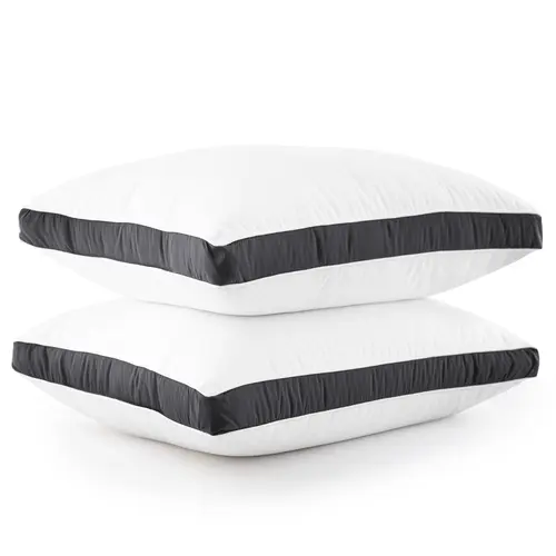 LDC LUX DECOR COLLECTION 2-Pc Gusseted Pillows - Premium Soft Fabric, Geometric Pattern - Pillows for Sleeping with Neck Care, Cooling Sleep & Good Posture Support for Back, Stomach & Side Sleepers