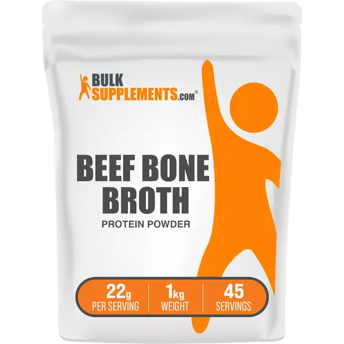 BulkSupplements Beef Bone Broth Protein Powder - Sugar-Free, Gluten-Free Clean Protein Collagen Powder for Adults' Fitness, Digestive Support - Skin-Nourishing, Bone, Immune Health - 1kg, 22g per Serving