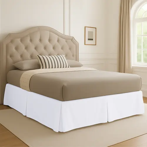 LDC LUX DECOR COLLECTION 16 in Plain Fitted Bed Skirt - Bedroom Decor Tailored Drop Skirt, Elegant Strap, Easy-Fit Box Spring Wrap, Shrinkage & Fade Resistant, Machine Washable