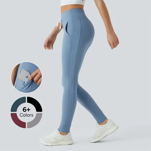 Halara Softlyzero Airy High Waisted Drawstring Side Pocket Plain Full Length Joggers Gym Exercise Outfits #BackToSchool