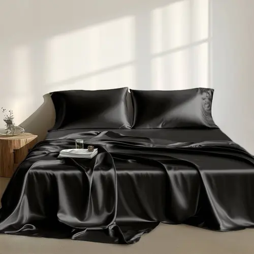 REGENCY HEIGHTS 6-Piece Satin Cooling Bed Set - Silky Fitted Sheets with 14" Elastic Pocket, All-Around Elastic, Fits Up to 16" Mattresses