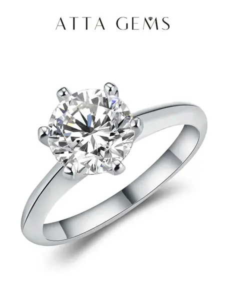 Women's Classic 6-Claw Synthetic Moissanite Solitaire Engagement Ring, 1Ct-3Ct D Color VVS1 Round Brilliant Cut, Anniversary Party Gift Ring R059, Moissanite Engagement Ring summerwins,summerwins