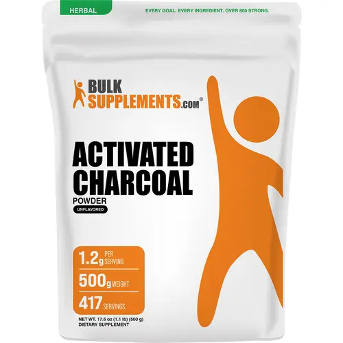 BulkSupplements Activated Charcoal Powder - Unscented Daily Supplement, Natural Dietary Supplement - 500g, 1.2g per Serving, Gut Cleanse Support, Purify Your Gut, Helps Ease Bloating