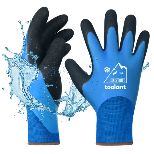 toolant Men's Waterproof Thermal Insulating Nonslip Work & Gardening Gloves - Lined, Touchscreen-Compatible, Flexible Grips, Dexterous Fingers, Enough Dexterity for Freezer & Metal Surfaces Use