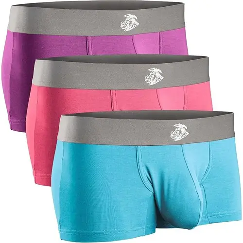 Men's 3-Pack 3in Modal D-Pouch Underwear Set, Stretch Jersey Menswear Multicolor Briefs Boxers, Breathable Spandex Undergarments, Plain Socks