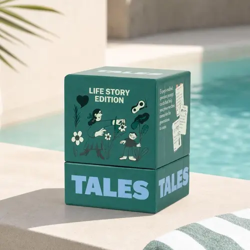 TALES Life Story Edition - 150 Expert-Crafted Question Cards for Preserving Memories & Stories - Premium Matte Finish Card Deck for Family & Friends Game Night conversations, Road Trips, Dinner Table, Getting to Know You
