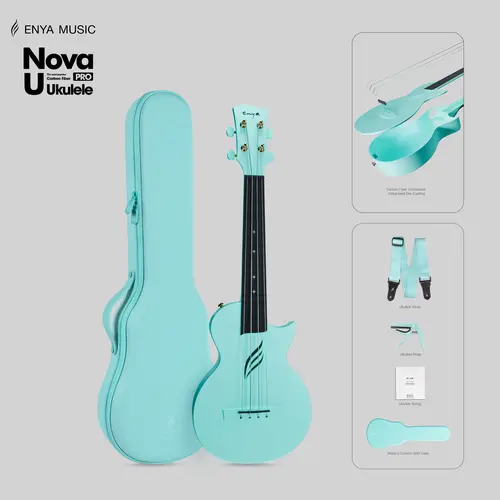 【Enya NOVA U PRO Tenor Ukulele】26-Inch Carbon Fiber Cutaway Travel Ukulele for Adults, Beginner Bundle Kit with Case, Ukulele Strap, Capo for Tuning, Strings, Christmas Gift