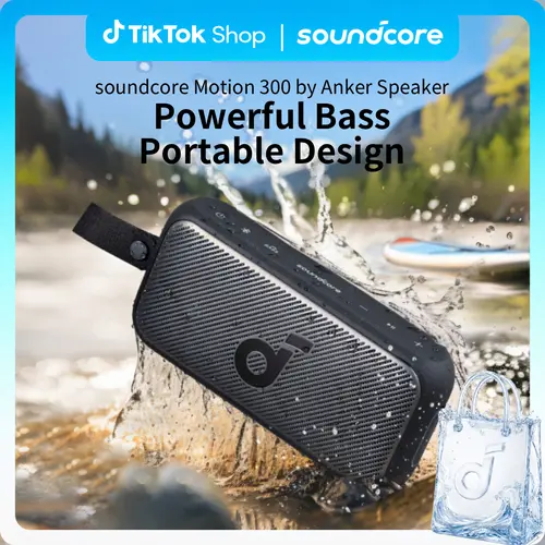 soundcore Motion 300 Bluetooth Speaker by Anker Audio - 30W Stereo Punch, Bluetooth 5.3, IPX7 Waterproof, BassUp, Palm-Size Bass, 13H Playtime, Built-in Li-ion, Hi-Res Wireless, Portable Outdoor Speaker for Home, Travel,back to school,back to school haul