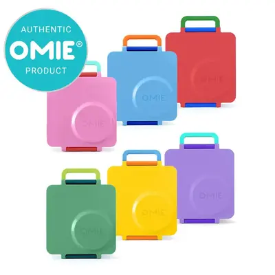 Omie Compact Leakproof Insulated Freezeable American Kids' Lunch Box - 3-Compartment Portable Bento Box Lunch with Stainless Steel Container, Silicone & Plastic Tableware, Sturdy Nontoxic Kitchenware Set