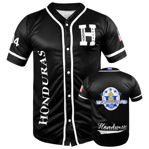 Fox & Fury Honduras Baseball Jersey Shirt Black  Men Woman Comfortable Breathable Quick Dry shirtslatinas fit unisex