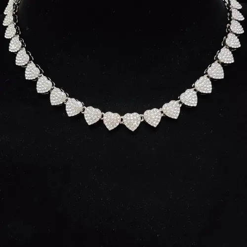 Heart Necklace, Street Rhinestone Decor Matching Necklace for Galentinesparty for Boyfriend & Girlfriend, Exquisite Trendy Jewelry for Party, Daily Wear