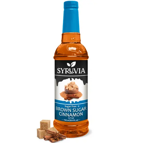 Syruvia Sugar-Free Brown Sugar Cinnamon Coffee Beverage Syrup (25.4oz/750ml, Plastic Bottle, Ambient) - 0 Calories, Kosher, Gluten Free for Drinks, Shakes