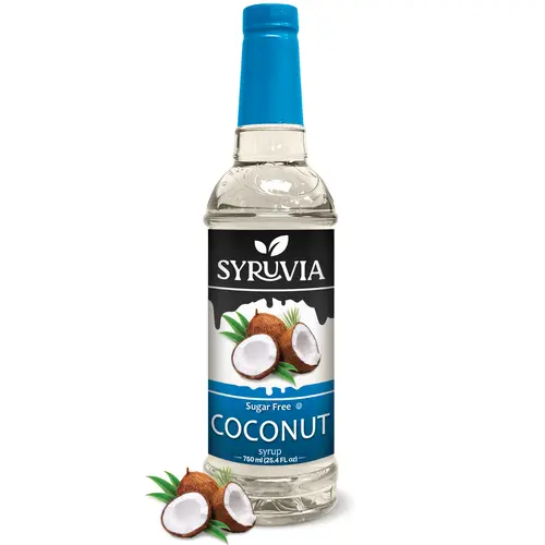 Syruvia Sugar-Free Coconut Syrup - 25.4 fl oz Tropical Premium Coffee Beverage Flavoring, 0 Calories, Kosher, Gluten-Free, Dessert-Friendly Syrup for Drinks, Enjoy Freely Zerocalories Concentrate