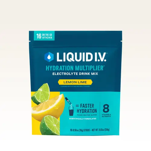 Liquid I.V. Hydration Multiplier - Lemon Lime - Hydration Powder Packets | Electrolyte Powder Drink Mix | Convenient Single-Serving Sticks | 8 Vitamins & Nutrients | 1 Pack (16 Servings)