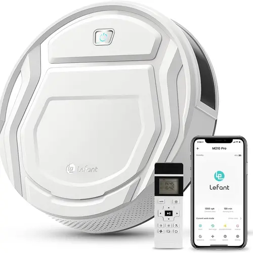 Lefant M210 Pro Automatic Robot Vacuum Cleaner - Cordless, Bagless, Battery Powered, 2200Pa Suction, 120 Mins Runtime, 2.4GHz Wi-Fi/App/Voice Control, App-Controlled, Ideal for Hard Floors & Low-Pile Carpet, Cordless Vacuum Cleaner, Bagless Vacuums, House