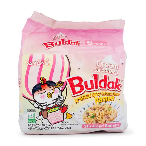 Samyang Buldak Ramen Cream Carbonara Hot Chicken Flavor 5pk 24.65 oz Korean Instant Food Noodle Spicy Pansit