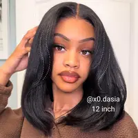 【Upgraded】Nadula Yaki Straight Put On & Go Human Hair Glueless Summer Wig With Drawstring Bob Style 13x4 7x5 Pre-Cut Lace & Natural Scalp SummerTurnUp