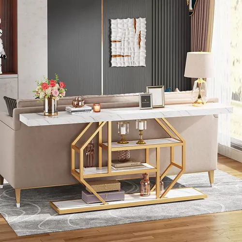 Tribesigns 70.9 inch Extra Long Console Table/Sofa Table with Storage Shelves