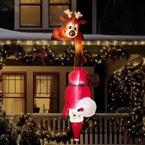Christmas Gift 8ft Hanging Christmas Inflatables Decoration, Christmas Inflatable Reindeer and Climbing Santa, Blow Up Inflatable with Build-in LED for Xmas Party Indoor, Outdoor, Yard, Garden, Lawn Decor winter decor / 8ft Santa / 5.5ft Santa / 6ft Santa