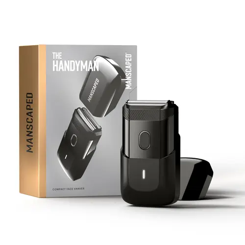 MANSCAPED® The Handyman™ - Compact Face Foil Shaver, Portable Men’s Travel Facial Hair Groomer, Waterproof, Cordless, Dual-Action SkinSafe® Long-Hair Leveler & Foil Blades Comfort