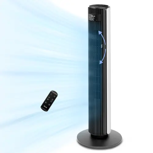 Levoit 42-Inch Tower Fan for Bedroom - Stand Fans with 1472 CFM Cooling Solutions, 22dB Quiet Operation, 90° L&R Oscillating, 60° U&D Airflow, 5-Speed 4 Modes, Temp Sensor, 12H Timer, Remote Control, Tower Fans