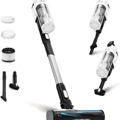 Levoit LVAC-200 Lightweight Handheld Cordless Vacuum Cleaner - Tangle-Free Stick Vac, 18000Pa Powerful Suction, 50min Runtime, Rechargeable US Plug, Push Button & Touch Controls, 0.58L Capacity for Carpet, Hard Floor Cleaning, Lightweight Handheld Vacuum