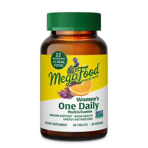 MegaFood Women’s 1 Daily Multivitamin - 22 Nutrients, Real Food, Iron, B6 Blended Vitamins & Minerals, B-Vitamin Complex Blended Dietary Natural Supplements, 60 Servings for Immune, Bone Health & Energy Support