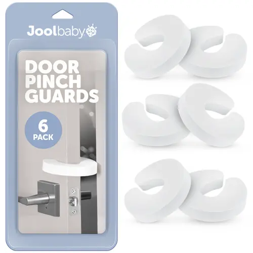 Jool Baby Door Pinch Guards (6 Pack) – Slam Preventer – Babyproof Doors to Avoid Pinched Fingers & Door Slamming, Keep Pets from Getting Locked In