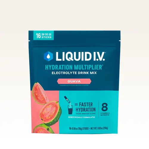 Liquid I.V. Hydration Multiplier - Guava - Hydration Powder Packets | Electrolyte Powder Drink Mix | Convenient Single-Serving Sticks | 8 Vitamins & Nutrients | 1 Pack (16 Servings)​