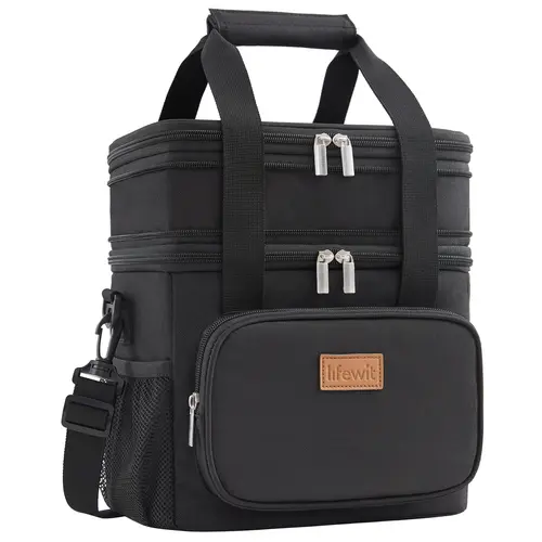 Lifewit Expandable Double Deck Lunch Bag for Men Women, Large Insulated Soft Cooler Bag with Shoulder Strap for Adults, Ideal for Work/Flight/Travel