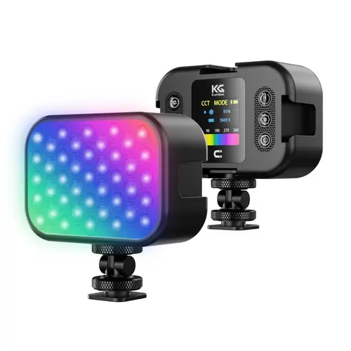 KraftGeek Portable Pocket RGB LED Panel Accessories, Full-Color LED Panel for Rich Output, Adjustable Hue, CCT Dimmable, Adjustable Brightness, LCD Screen, 2000mAh Rechargeable Battery, Includes Remote for Camera Photography