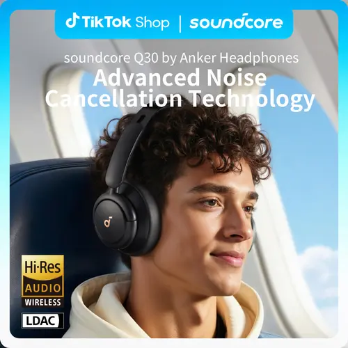 soundcore Q30 by Anker Wireless Headset - Hybrid Active Noise Cancellation Headphones, 3 ANC Modes, Hi-Res Audio, App-Controlled Custom EQ, 50H Playtime, Comfortable Fit, Bluetooth Multipoint Connection, for Music & Voice Calls #tiktokshopsummersale, Wire