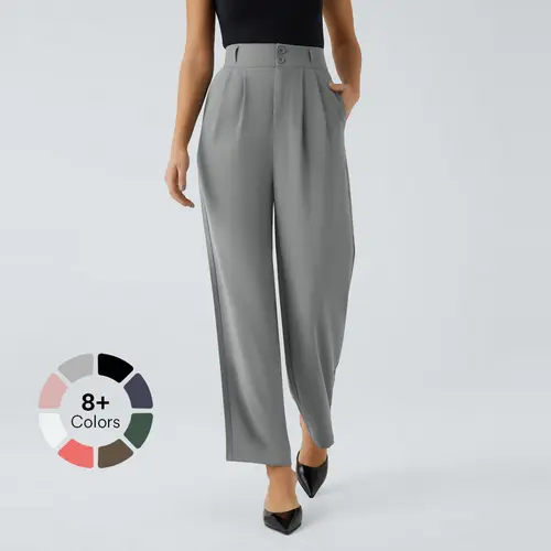 Halara Flex High Waisted Zipper Pocket Shirred Straight Leg Work Pants #BackToSchool