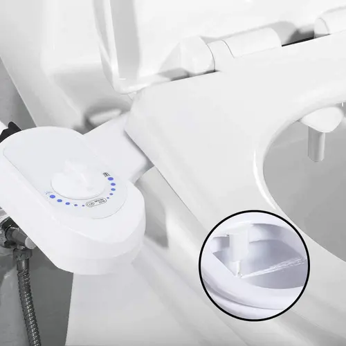 Deco Essentials Non-Electric ABS Toilet Seat Accessory, Single Nozzle, 150mm W x 435mm L, Adjustable Water Pressure, Fits 15/16" Seats, DIY Fit, 90% Less Toilet Paper, Bathroom Routine Upgrade, Includes Bidet Kit & Parts