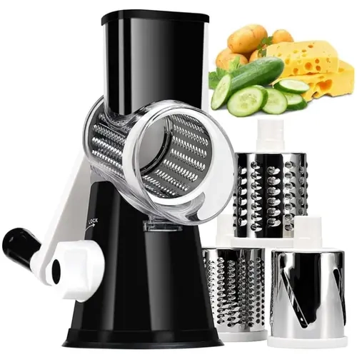 3 in 1 Multifunctional Rotary Cheese Grater Shredder, Kitchen Slicer Dicer, Manual Kitchen Vegetable Slicer for Carrot Cucumber Potato, Valentine's Day Gift