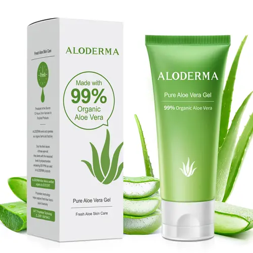 Aloderma Vegan Fragrance-Free Rejuvenating Moisturizer Gel - 99% Pure Organic Aloe Vera, 12-Hr Harvest & Production, 1.5oz Lightweight Travel Tube for Face, Skin Hydration, Sunburn Relief, All Skin Types, Hair After Sun Care