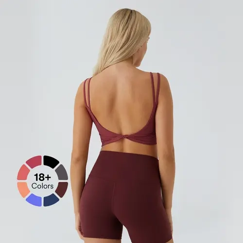 Halara Double Straps Backless Twisted Cropped Yoga Tank Top