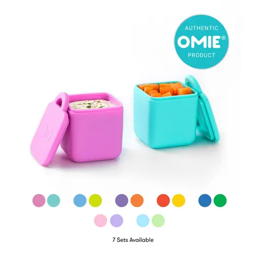 Omie 2-Pack OmieDip 4 oz Food Grade Silicone Dipping Container Set - Airtight, Leakproof, Freezeable, Space-Saving, Lidded, Fits OmieBox, Kitchen Food Storage & Lunch Box Accessory, Meal Prep Containers, 2-Pack Covers More Dips