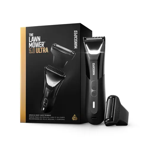 MANSCAPED The Lawn Mower 5.0 Ultra Groin & Body Hair Trimmer – Dual-Head SkinSafe Trimmer & Foil Blades, Waterproof Wet/Dry Groomer, USB-C Rechargeable with Travel Pouch, Men’s Ball Shaver, Adjustable Combs