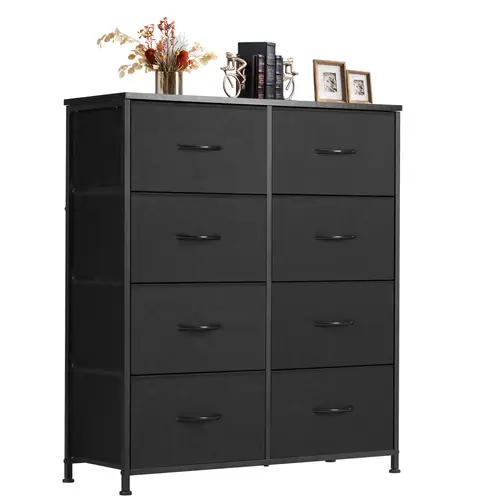 Sweet Furniture S - 8 Drawers Dresser Organizer Storage Drawers Fabric Storage Tower, Chest of Drawers with Fabric Bins, Steel Frame, Wooden Top,dorm essentials,home decor