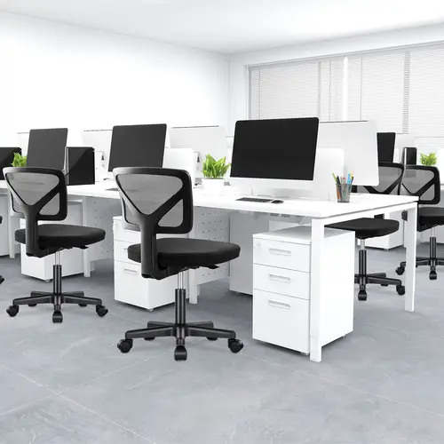 Sweetcrispy Armless Mesh Desk Chair - Small Mid Back Executive Task Chair with Lumbar Support, Swivel Rolling Wheels for Compact Small Spaces, Office Chair