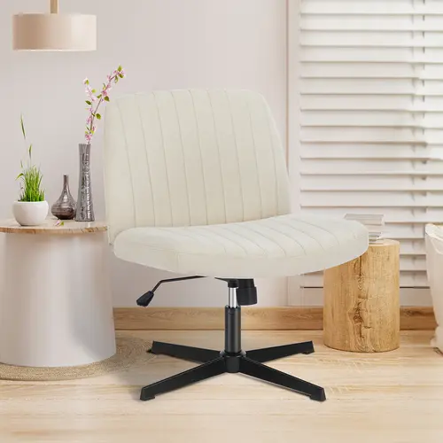 Sweet Furniture F Adjustable Height Seating - Modern Ergonomic Office Chair, Armless, Wide Seat, Cross Legs, Swivel, No Wheels, Commercial Home Desk Chair