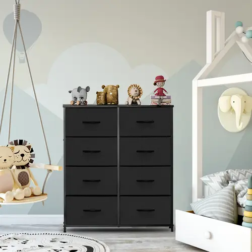Sweetcrispy Fabric Dresser - 8-Drawer Bedroom Dresser Organizer with Steel Frame, Wood Top, High Load Capacity Drawers, Closet Organization & Storage Tower for Bedroom, Entryway, Drawers For Bedroom