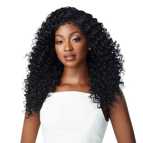 Outre Dominica Wavy Synthetic Fiber Lace Front Wig with Perfect Hairline, 13x6 Fully Hand-Tied HD Lace, Heat-Styling Friendly, Synthetic Fiber Wig, Curly Hair, Lace Frontal Wigs, Drchocrm