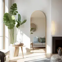 Full Length Mirror, Floor Standing Mirror Full Body Mirror with Stand, Wall Mirror Full Length Aluminum Alloy Thin Frame Hanging or Leaning for Living Room Bedroom Cloakroom Decor