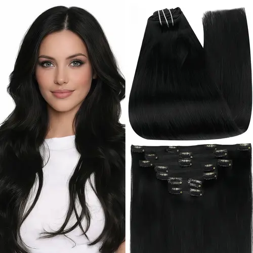 Full Shine Clip In Hair Extensions Real Human Hair 7 Pcs Natural Straight 10-28 Inch 100-220 Grams Easy Application for Women Hairpiece Silky Straight Remy Hair #DealsForYouDays #SummerFinds