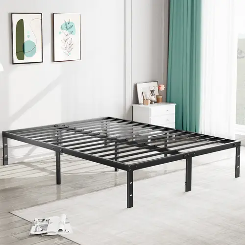 Sweet Furniture Heavy-Duty High-Load Metal Platform Bed Frame - 14-Inch Elevated Modern Design, Reinforced Steel Slats Support, Under-Frame Storage Space, No Box Spring Needed