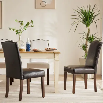 Dining Chairs, Kitchen Chairs, High-end Upholstered Dining Room Chair with Nailhead Trim and Wood Legs, Contemporary Collection Modern Style for Kitchen, Living Room, Dining Room