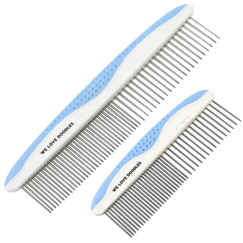 We Love Doves Dog Grooming Comb - Removes Tangles & For Dematting, Metal Comb for Poodles & Goldendoodles, Great for Matted Hair